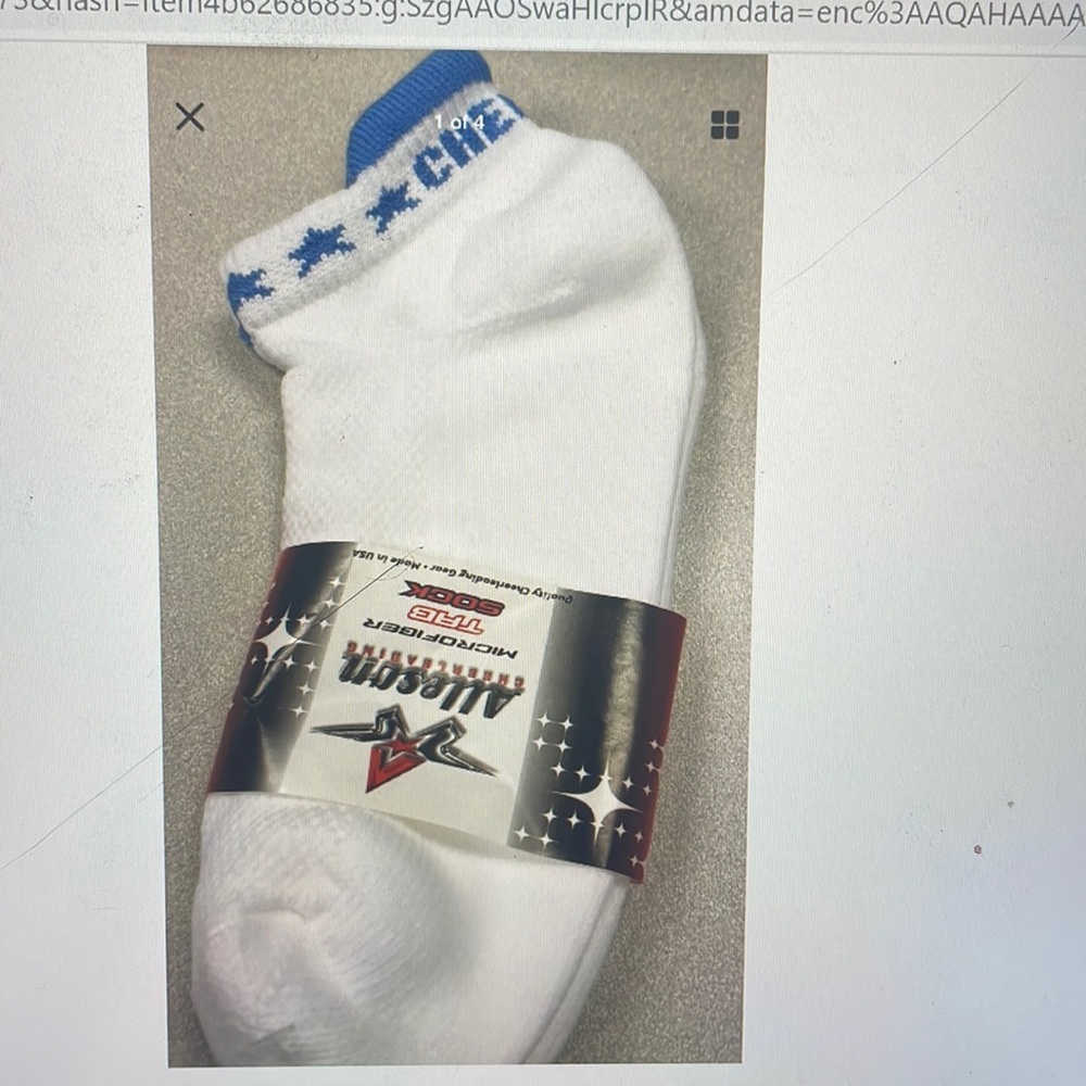 Cheer Socks Microfiber Tab Columbia Blue - small - sock size 6-9